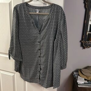 Blouse w tie sleeves 1x black and white